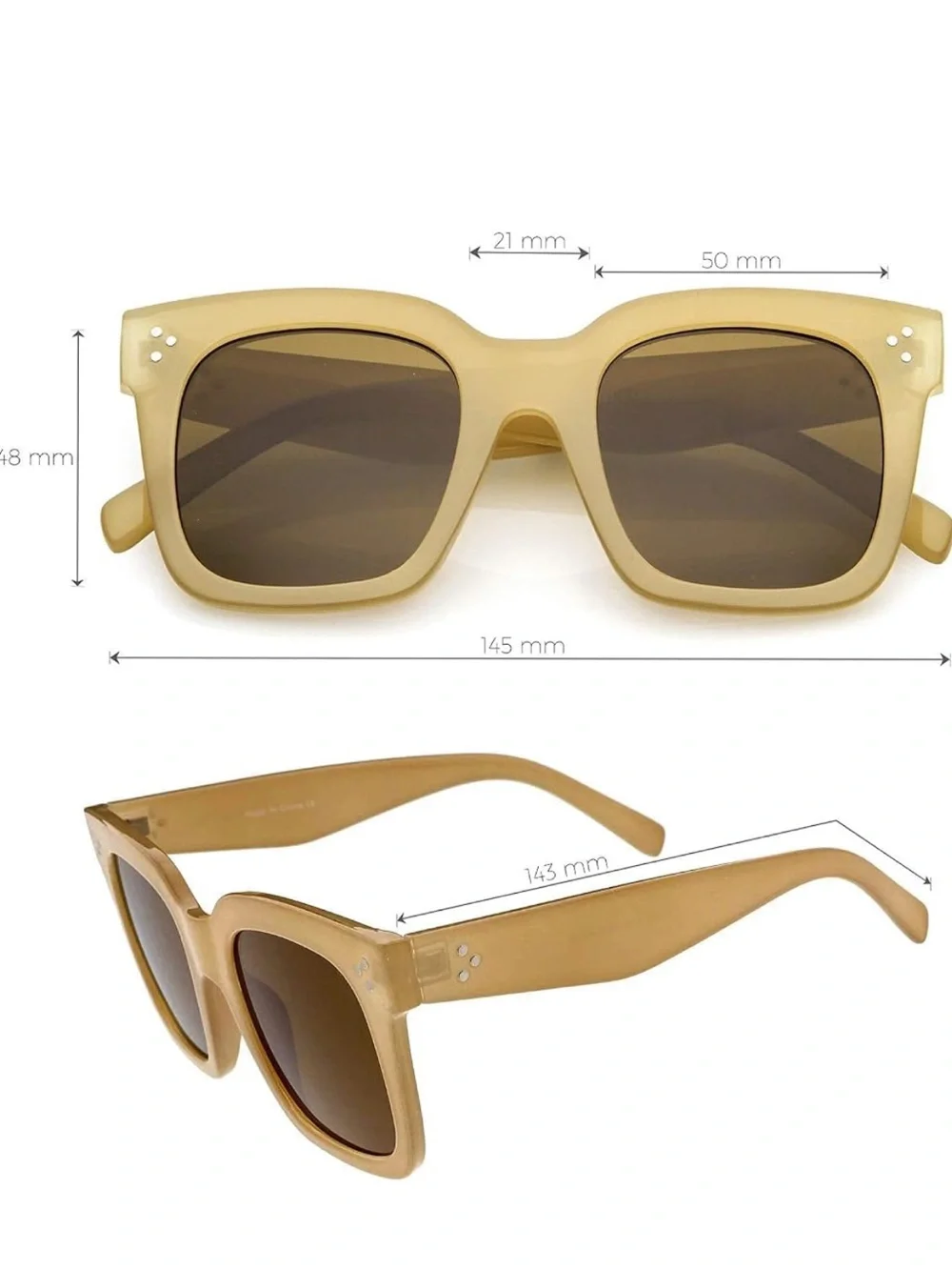 Classic Square Sunglasses - Black & Beige